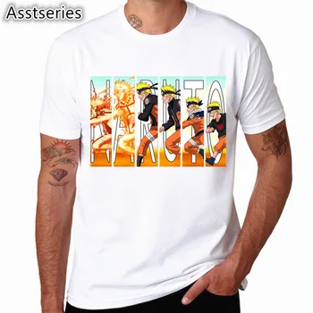 Ázijské Veľkosť Tlače Naruto T shirt Men Print T-Shirts Módy Tlače Tričká Krátky Rukáv O Krk Tees HCP4525