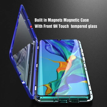 Úplné pokrytie Magnetické Dvojité Sklo Prípade Huawei P30 pro P30 Lite XL 2020 Tvrdeného Skla 360 Úplný Ochranný Kryt telefónu prípade