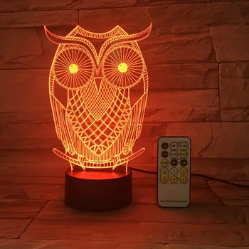 Úrad Bar Sova Nočné Svetlo 3D USB, Dotknite sa Prepnúť & Diaľkové Ovládanie Akryl engrave 7 Farieb Gradientu Atmosféry stolná Lampa Kvapka Loď