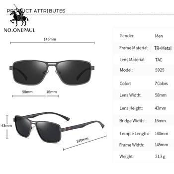 Č.ONEPAUL pánske slnečné okuliare UV400, kov, polarizované, námestie