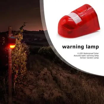 Červená 6 LED Solárne Lampy Nepremokavé Solárne Výstražné Svetlo Zvuk Budíka Lampa Senzor Záhrada Lampa Energeticky Úsporné Lampy