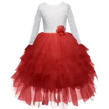 Červená Nový Rok Kvet Dievčatá Svadobné Šaty Princezná Girl Party Šaty Tylu Šaty Vianoce Deti Kostým pre Deti, Oblečenie 3 8T