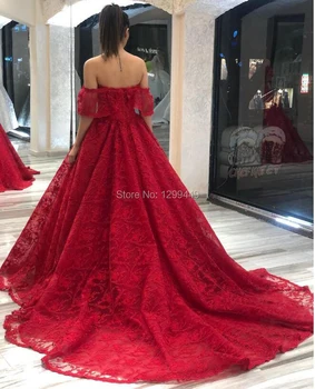 Červená Prom Šaty Rameno Čipky plesové Šaty, Večerné Party Šaty pre Svadobné 2020 Formálne Maturitné Šaty Vestido De Festa