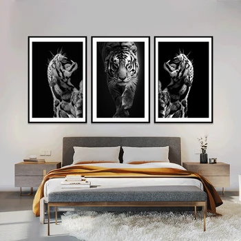 Čierna a Biela Zvierat Tiger Umenie Výtlačkov Wall Art Obrazy na Plátne Maľovanie Abstraktné Plátne, Plagát, Maľovanie Domov Spálňa Decor