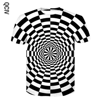Čierna A Biela Závrat Hypnotické 3D Tlač Mužov tričko Vtipné tričko Optické Ilúzie, Čierno-Biely Grafický O-Krku Ženy 3D T-Shirt