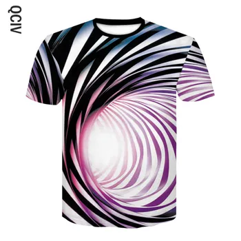Čierna A Biela Závrat Hypnotické 3D Tlač Mužov tričko Vtipné tričko Optické Ilúzie, Čierno-Biely Grafický O-Krku Ženy 3D T-Shirt
