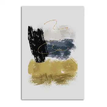 Čierna a sivá, Zlatá Abstraktná Maľba Olejová Maľba na Plátno Tlačiť Obrázky, Plagáty, Dekoratívne Nástenné Obrazy Pre Obývacia Izba