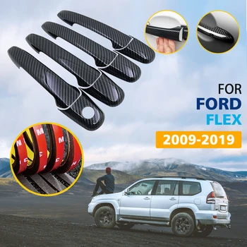 Čierna Farba Carbon Fiber Kľučky Dverí Kryt Výbava pre Ford FLEX 2009~2019 Auto Príslušenstvo Nálepky 2010 2011 2012 2013