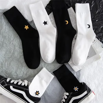 Čierna Farba, Priedušná Bavlnené Športové Ponožky Ženy Pack 3 Páry 2021 Nový Štýl Farbou Unisex Členkové Ponožky Biela Farba, Sox