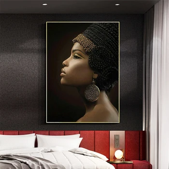 Čierne Africké Nahé Ženy, olejomaľba Tlač na Plátno Sexy Dievča Plagáty na Stenu Obrázok pre Obývacia Izba Domov, Dizajn Interiéru