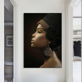 Čierne Africké Nahé Ženy, olejomaľba Tlač na Plátno Sexy Dievča Plagáty na Stenu Obrázok pre Obývacia Izba Domov, Dizajn Interiéru