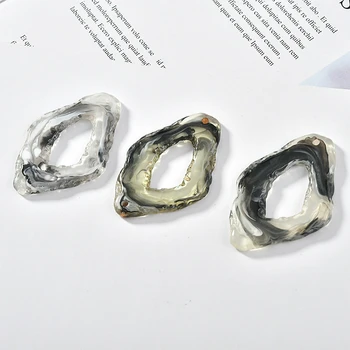 Čierne biele retro halo farbenie rock-ako efekt nepravidelný rhombic živice DIY šperky materiál šperky na hand-made príslušenstvo