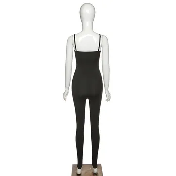 Čierne Sexy Backless Špagety Popruh Bez Rukávov Jar Leto Jumpsuit 2020 Sportwear Lady Každodenné Cvičenie Chudá Jumpsuit Oblek