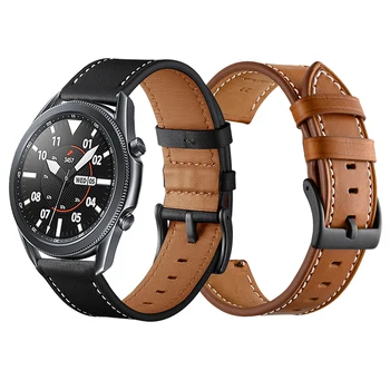 Čierny Hnedý Kožený Remienok pre Samsung Galaxy Sledujte 3 45mm 41mm potítka Watchband Pre Samsung Watch3 Aktívny 2 Nahradiť Náramok