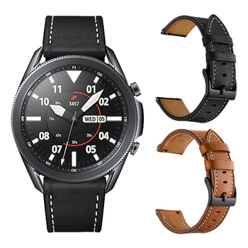 Čierny Hnedý Kožený Remienok pre Samsung Galaxy Sledujte 3 45mm 41mm potítka Watchband Pre Samsung Watch3 Aktívny 2 Nahradiť Náramok