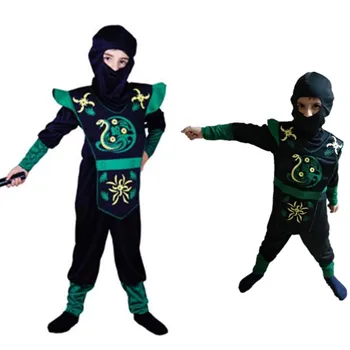 Čierny Kostým Ninja Vianoce, Nový Rok Purim Deti Chlapcov S Red Snake Šípky Tlač Cosplay Drahý Oblek