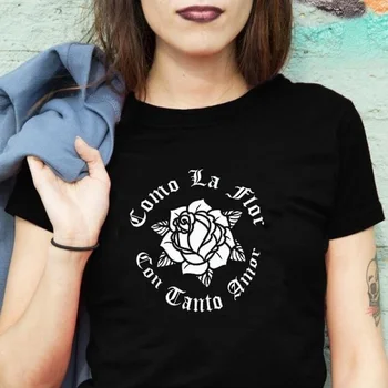 Čierny Čaj Ruže Kvet Dievča Print T Shirt Ženy V Pohode Selena Quintanilla T-Shirt Ženy Latina Dievča Graphic Tee Tumblr