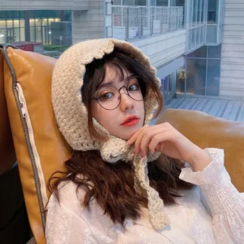 Čistá červená vlnená čiapka žena jeseň a v zime kórejská verzia chaos in sladký a krásne Pletené Klobúk ručné Zimné klobúk