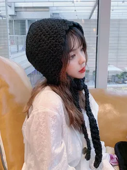 Čistá červená vlnená čiapka žena jeseň a v zime kórejská verzia chaos in sladký a krásne Pletené Klobúk ručné Zimné klobúk