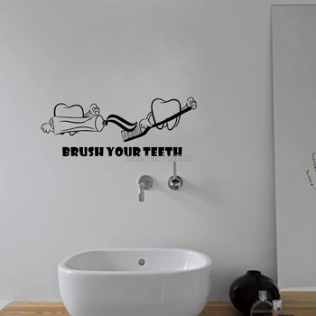 Čistíte Zuby Kúpeľňa Decor Samolepky Na Stenu Deti Umyváreň Nepremokavé Odtlačkový