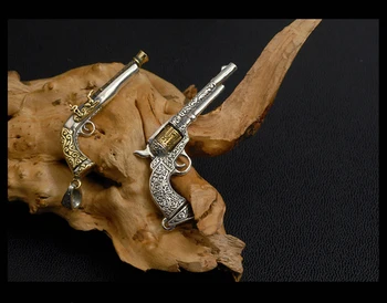 Čistý 925 Sterling Silver Šperky Zbraň Charms Punk Prívesky pre Mužov A Ženy, Thajský Strieborný Náhrdelník Reťazca Jemné Darček 1290