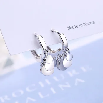 Čistý Silver10mm Hoop Náušnice Pre Ženy Lesklé Malé Listy Drop Earing Brincos Femme Kórejský Štýl Šperky Príslušenstvo Strana Dary