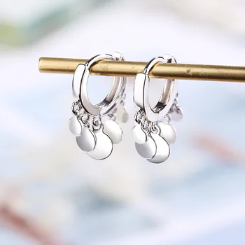 Čistý Silver10mm Hoop Náušnice Pre Ženy Lesklé Malé Listy Drop Earing Brincos Femme Kórejský Štýl Šperky Príslušenstvo Strana Dary