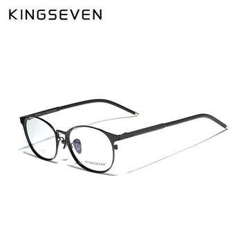 Čistý Titán KINGSEVEN Okuliare, Rám Mužov Vintage Okrúhle Okuliare Klasické Optické Predpis Značky Dizajnér Okuliare Ženy