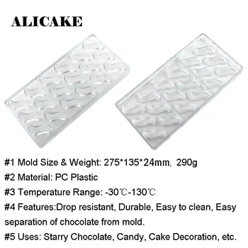Čokoládu Plesní, S-Tvar Tvoriť Polykarbonátový Plast na Čokoládu Candy Plesne Tray Cake Decoration Pečiva, Pečenie Pečiva Nástroje