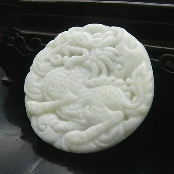Čínske Prírodné Kirin Biela Jade Náhrdelník Prívesok, Ručne vyrezávané Kúzlo Smiať, Šperky, Módne Amulet Darčeky pre Mužov, Ženy
