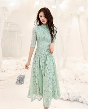 Čínske svadobné večierok čipky aodai štýl qipao šaty