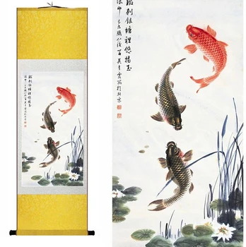 Čínskej tradičnej Ryby, maľovanie na Hodváb maľovanie tradičné umenie Čínskej maľby siven ryby hrať umenie maľba