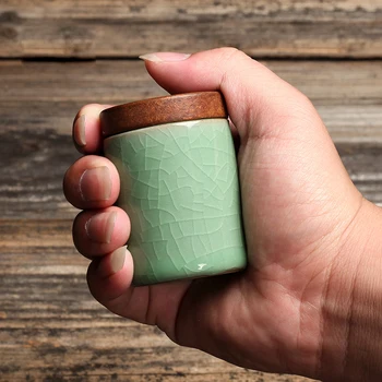 Čínsky Mini Čaj Plechovky Longquan Celadon Prenosné cestovné Čaj Kanister Kung Fu Čaj Nastaviť tesnenie Jar Candy Skladovanie Vintage Domova