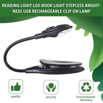 Čítanie Svetlo LED Knihy Svetlo Plynulou Jas Micro USB Nabíjateľné Klip Na Čítanie s Flexibilným Hus Krku