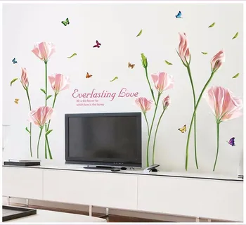 Ľalie kvety stenu-nálepky na stenu samolepky Gome dekorácie spálňa stenu pozadia