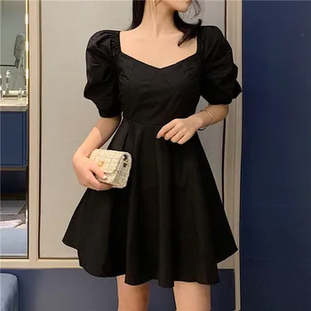 šaty žena 2020 lete nové francúzske retro sexy šaty žena lístkového rukáv námestie golier šaty pre ženy