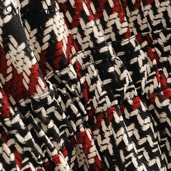 Šaty žien bežné Britský Štýl Žena tweed kockované šaty Námestie skontrolujte Ročníka bez rukávov sexy jeseň Vestidos fladas 2020 za