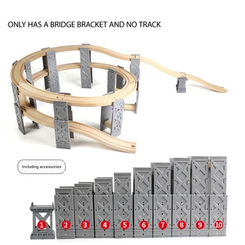 Šedá kruhové double-layer zvýšenej železničný most, most držiak vhodný pre Brio drevené vláčiky, detské náučné hračky