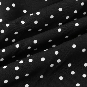 Šifón Čierne Šaty Módne Ženy Sexy tvaru платье Svietidla, Celý Rukáv Polka Dot Tlače Volánikmi Otvoriť Vidlica Mini Jeseň Šaty
