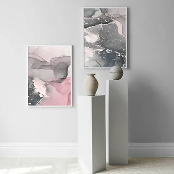 Škandinávsky Abstraktné Ružový Mramor Plagát Plátno Obrázok Luxus, Štýl Miestnosti Dekorácie Vytlačí Wall Art Obrazy Nordic Domova