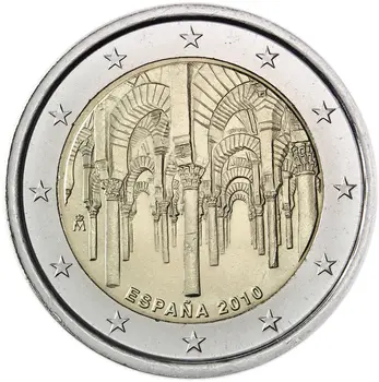 Španielsko 2010 Svetového Dedičstva Unesco Cordoba Katedrála 2 Euro Nový, Originálny Mince Unc Pravých Eurových Mincí