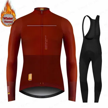 Španielsko Zimné Thermal Fleece Cyklistické Oblečenie 2021 MAVIC Pánske Jersey Vyhovovali Vonkajšie Koni Bike MTB Teplé Oblečenie Náprsníkové Nohavice Nastaviť