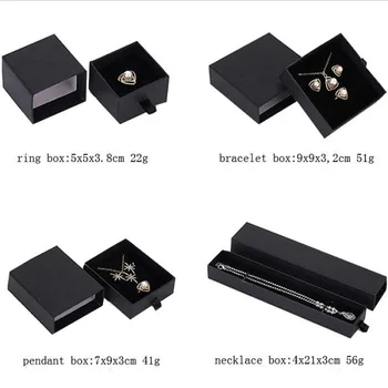 šperky organizátor krabice Biele Zásuvky Box Náušnice Šperky Balenia Bielych Políčok Black Kraft Papier Box Krúžok Čierny Šperky Darček Prípadoch