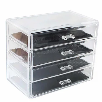 Štyri vrstvy Zásuvky Šperky Úložný Box Priehľadný Akrylový úložný box šperky, kozmetika skladovanie dokončovacie box