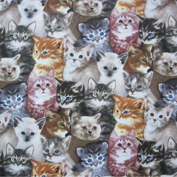 Šírka 105 cm Cartoon Mačky Textílie Bavlnenej Tkaniny Mačky Potlačené Tkaniny Patchwork Šijací Materiál Pre Diy Šaty Detské Oblečenie