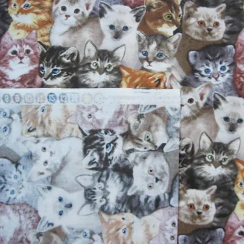 Šírka 105 cm Cartoon Mačky Textílie Bavlnenej Tkaniny Mačky Potlačené Tkaniny Patchwork Šijací Materiál Pre Diy Šaty Detské Oblečenie