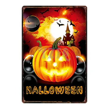 Šťastný Halloween Tekvica Vintage Tin Prihlásiť Plechu Mačka Dekorácie Pre Domov Stenu Bar Art Party Dekor 30X20CM DU-3148