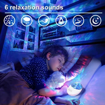 Šťastný Kameň Oceánu Vlny Projektor Nočné Svetlo Lampy Bluetooth Hudobný Prehrávač Diaľkové Ovládanie Vody Vlna Farebné Led Projektor pre decor