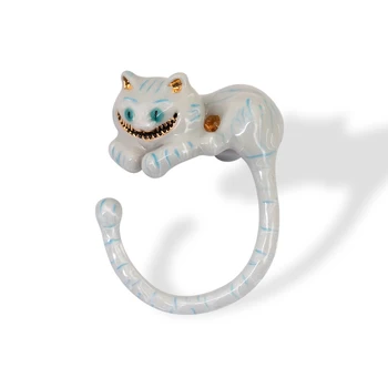 Šťavnatého Hrozna Nové Dievča Alice Série High-end Smalt Presklené Cheshire Cat Krúžok Elegantné Ušľachtilé Zviera Šperky Smalt Glazúra Krúžok