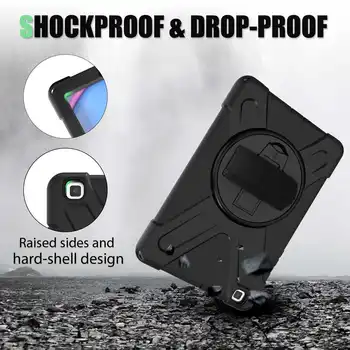 Ťažká Shockproof Prípade s 360-Stupňový Stojan Ramenný Popruh Deti Kryt pre Samsung Galaxy Tab 8.0 2019 T290 T295 T297
